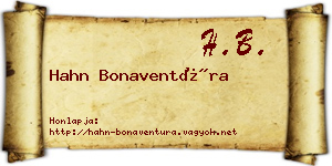 Hahn Bonaventúra névjegykártya